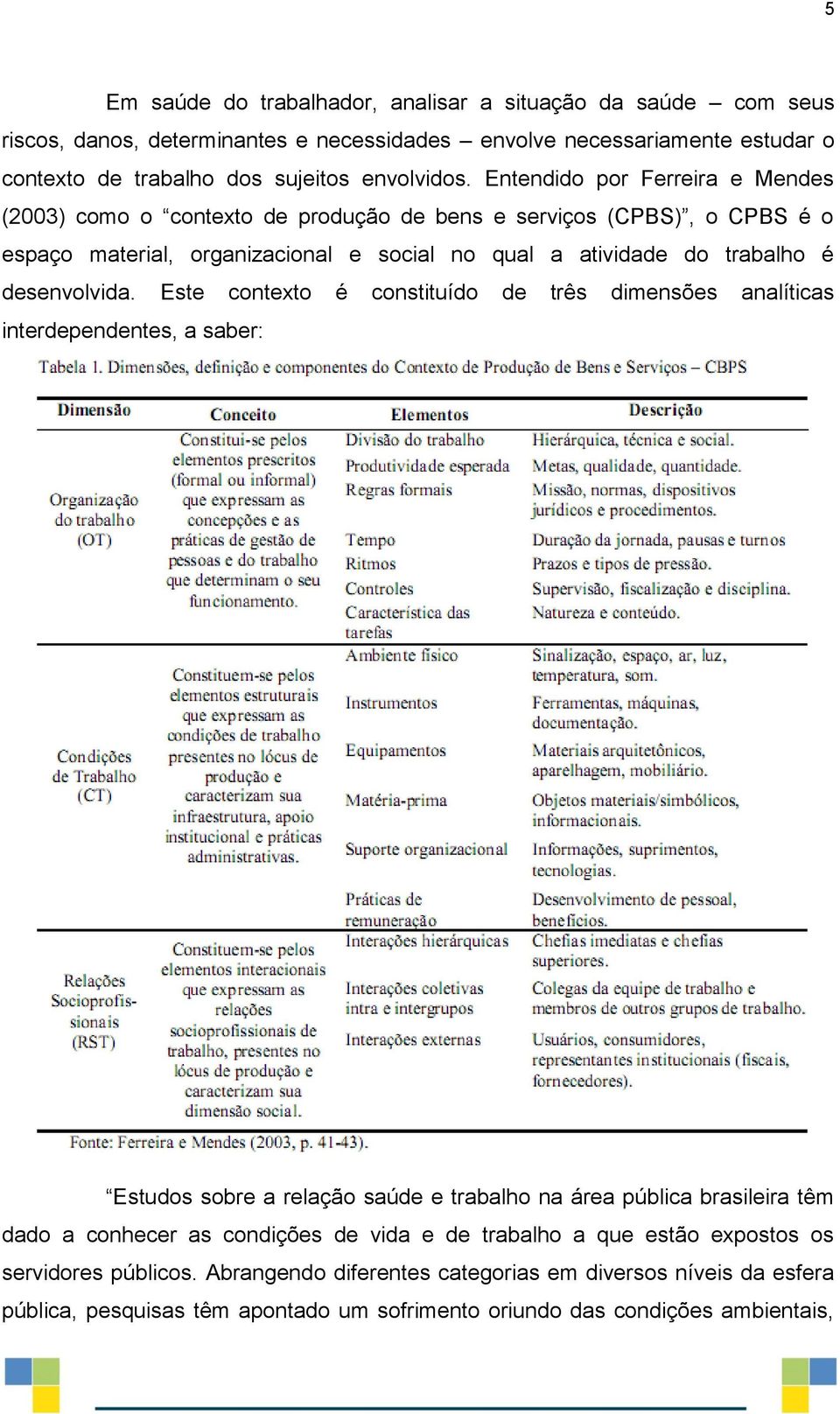 Este contexto é constituído de três dimensões analíticas interdependentes, a saber: Estudos sobre a relação saúde e trabalho na área pública brasileira têm dado a conhecer as condições de vida