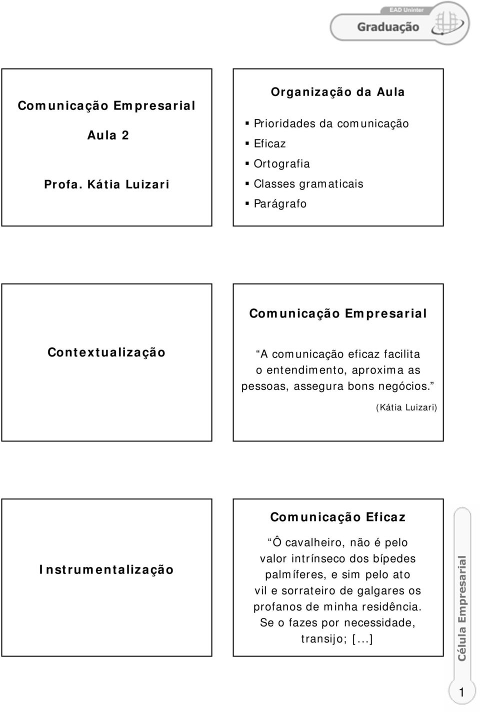 Empresarial Contextualização A comunicação eficaz facilita o entendimento, aproxima as pessoas, assegura bons negócios.