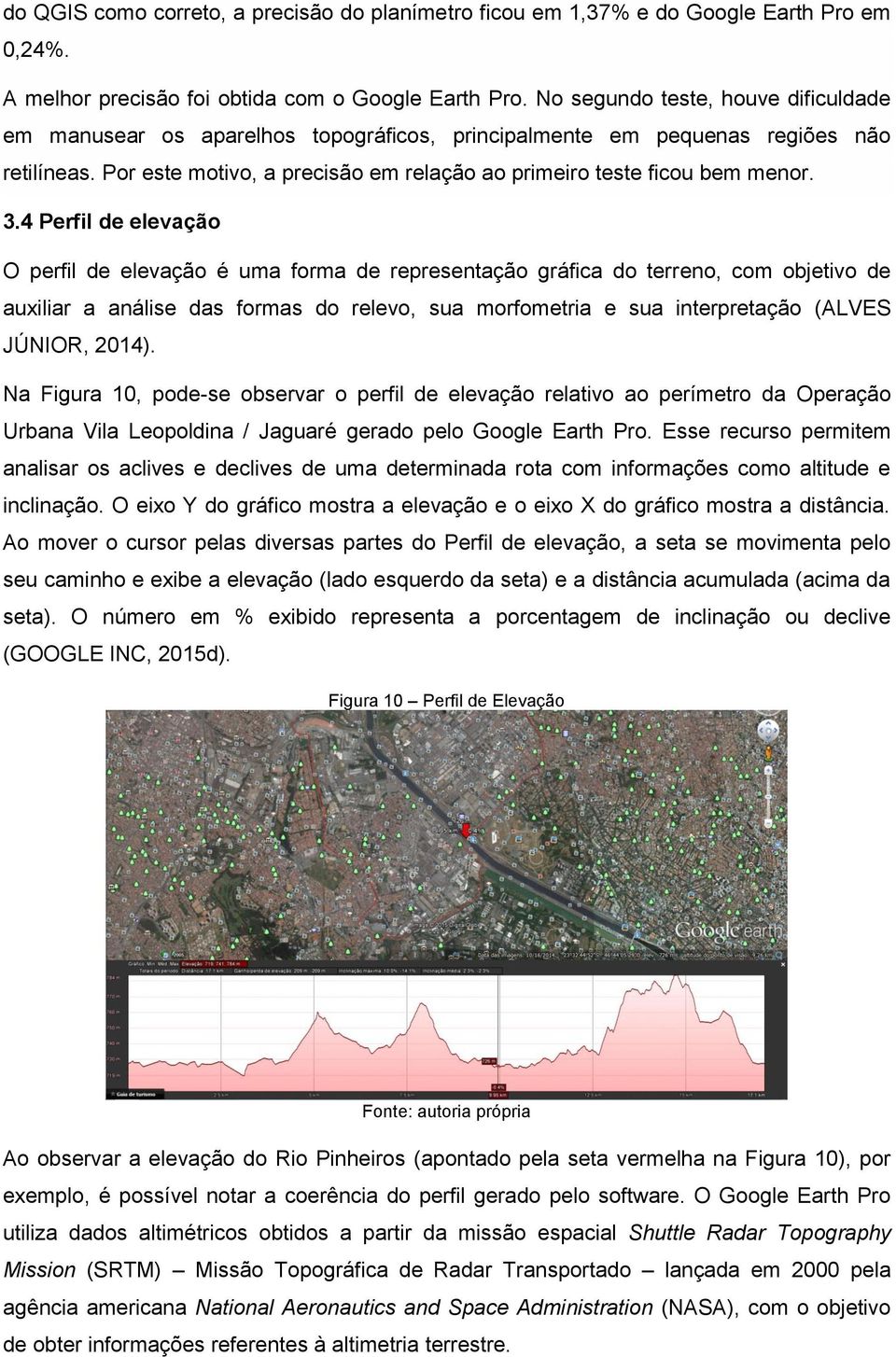 3.4 Perfil de elevação O perfil de elevação é uma forma de representação gráfica do terreno, com objetivo de auxiliar a análise das formas do relevo, sua morfometria e sua interpretação (ALVES