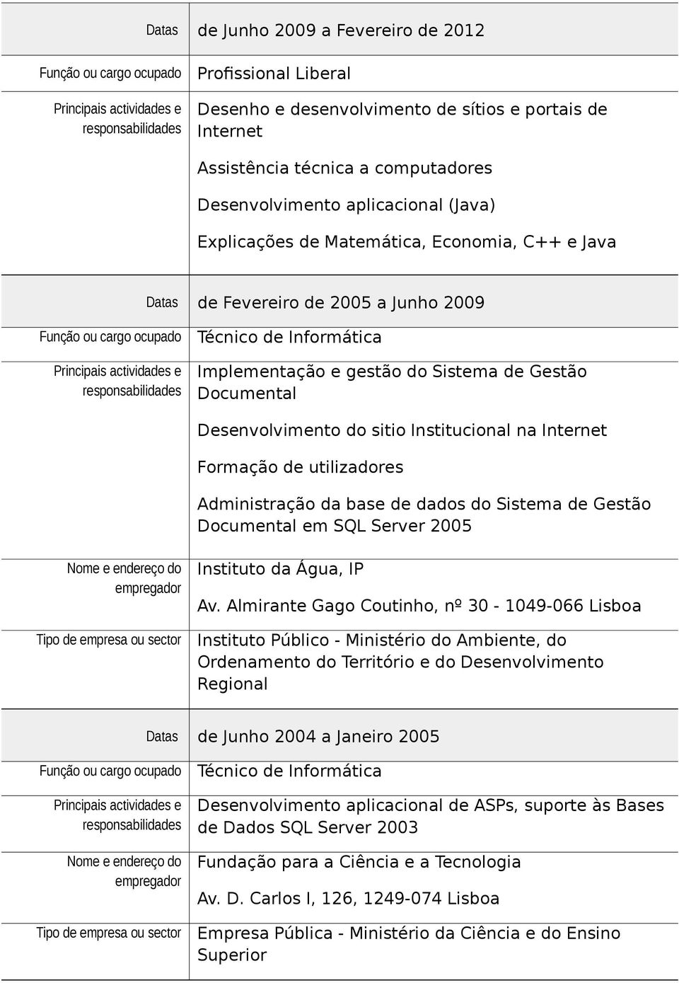 Institucional na Internet Formação de utilizadores Administração da base de dados do Sistema de Gestão Documental em SQL Server 2005 Instituto da Água, IP Av.