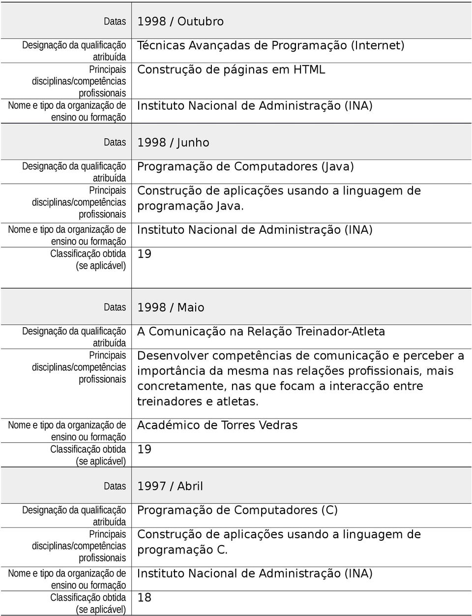 Instituto Nacional de Administração (INA) 19 1998 / Maio A Comunicação na Relação Treinador-Atleta Desenvolver competências de comunicação e perceber a importância da mesma