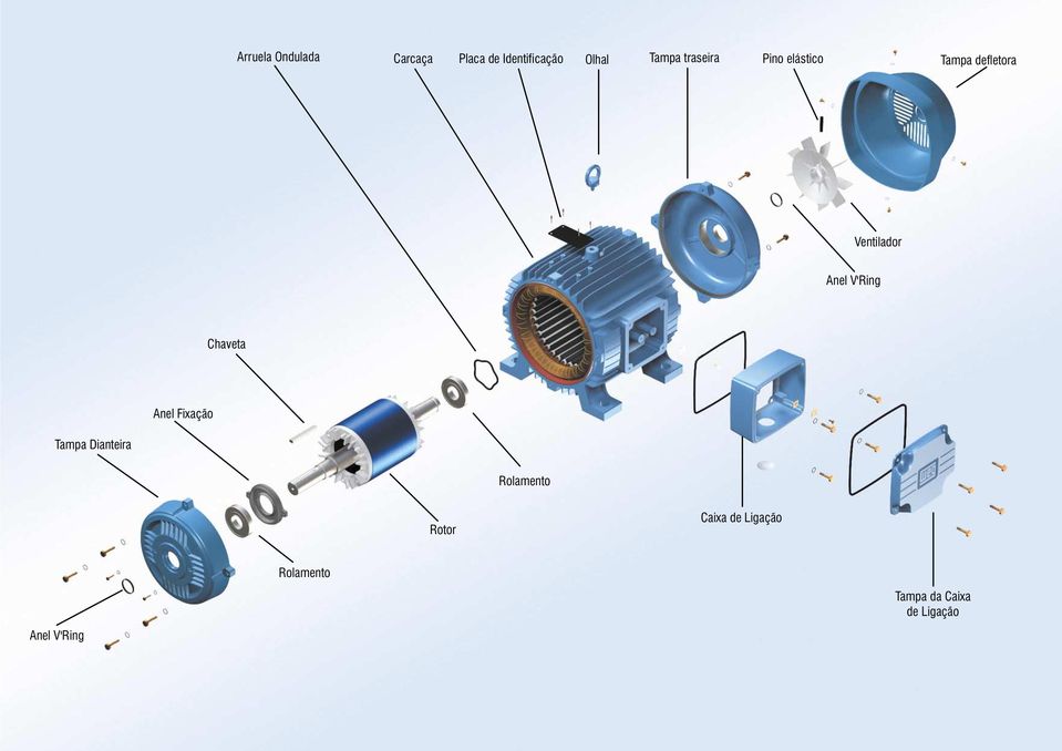 V'Ring Chaveta Anel Fixação Tampa Dianteira Rolamento Rotor