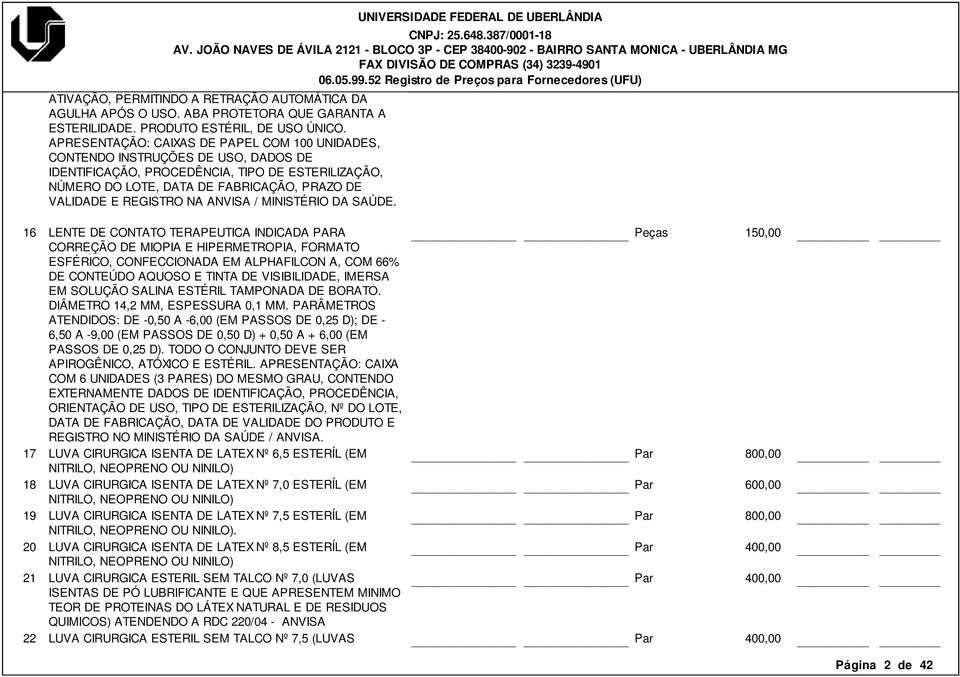 REGISTRO NA ANVISA / MINISTÉRIO DA SAÚDE.