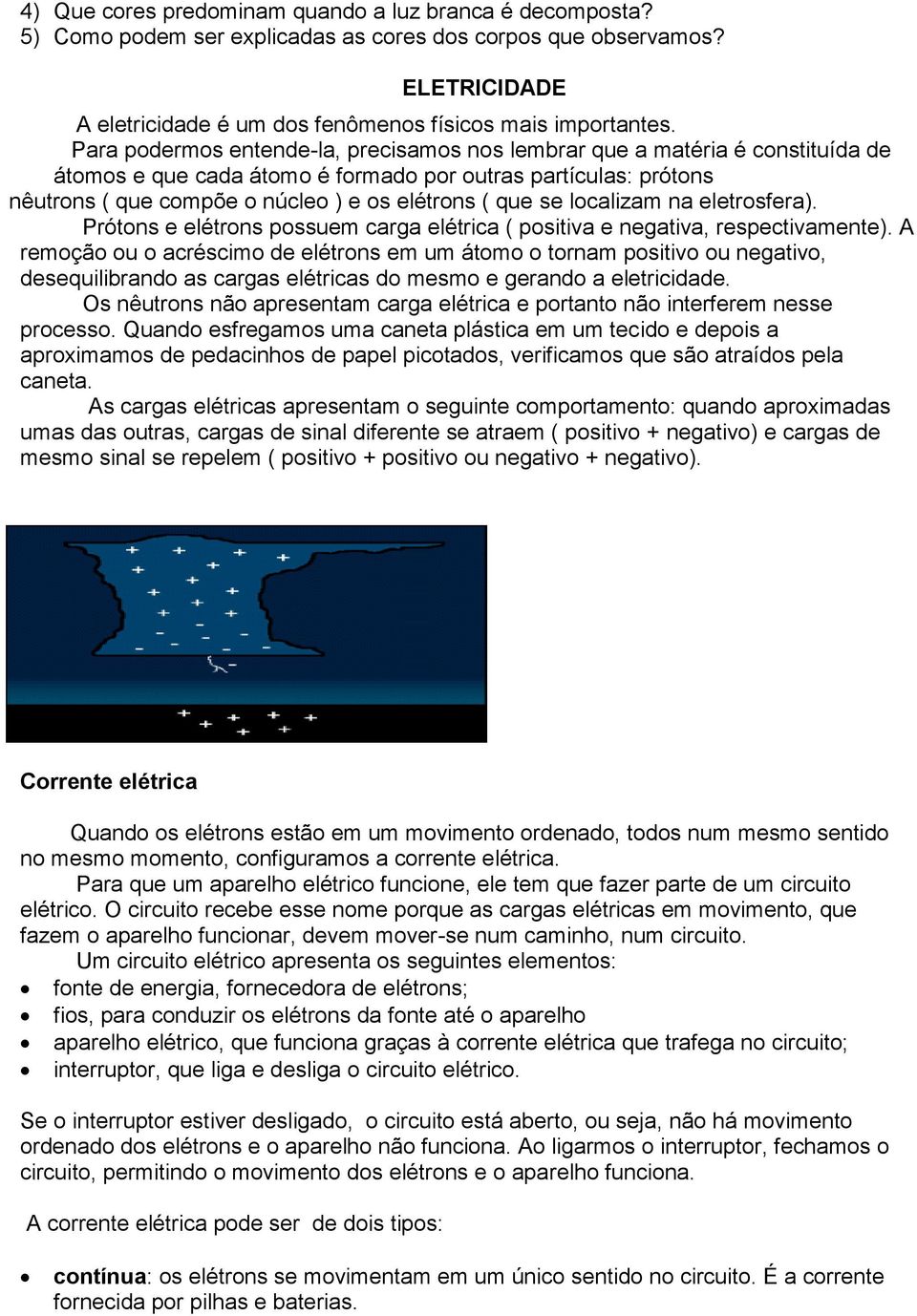 se localizam na eletrosfera). Prótons e elétrons possuem carga elétrica ( positiva e negativa, respectivamente).