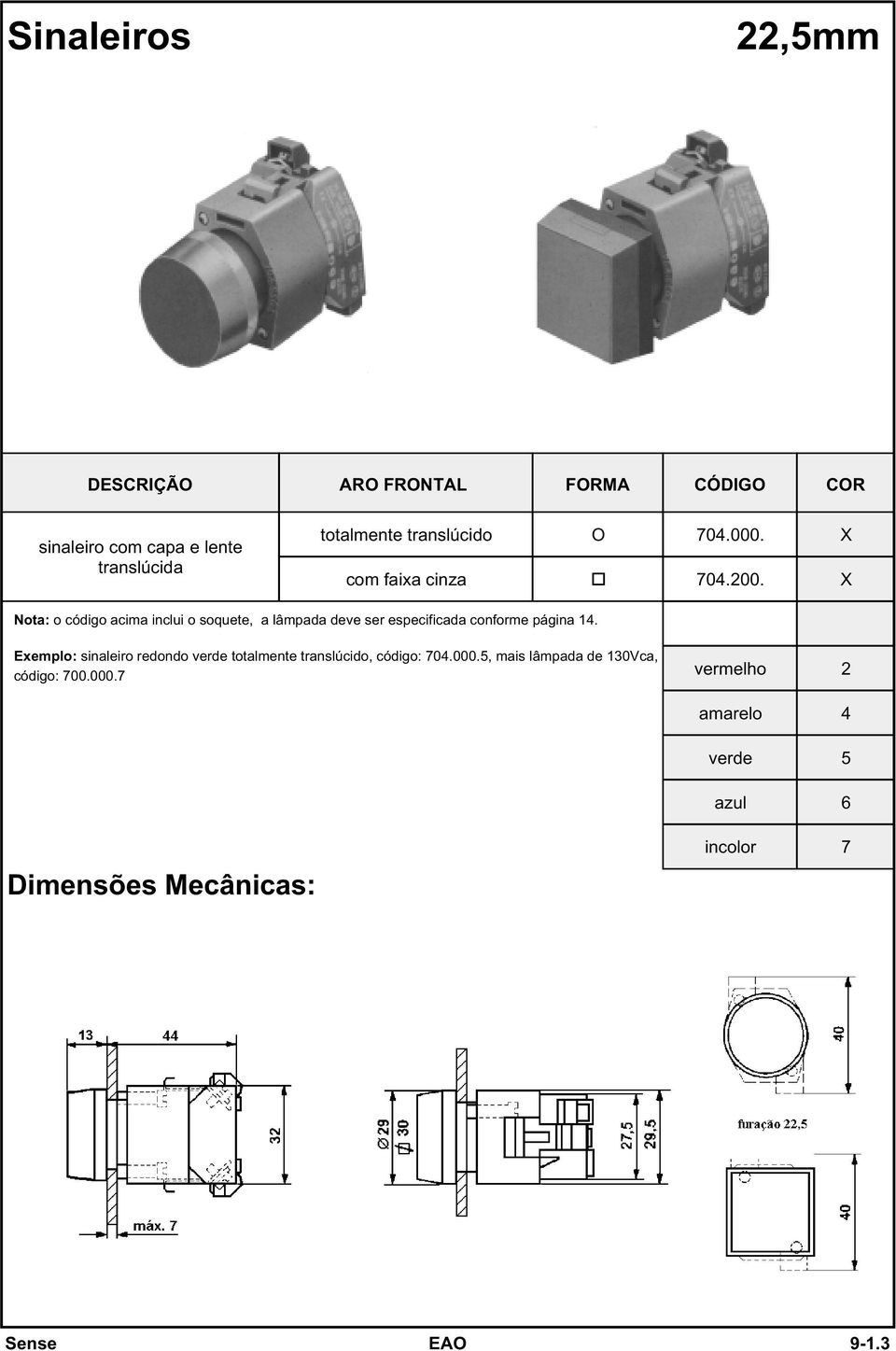 Nota: o código acima inclui o soquete, a lâmpada deve ser especificada conforme página 14.