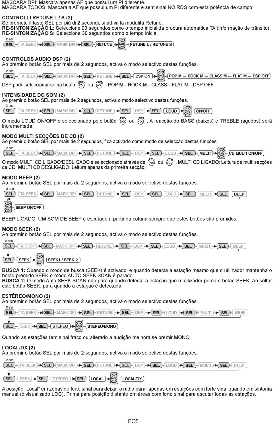 MSK DPI RE-SINTONIZÇÃO L: Seleccione 90 segundos MSK DPI como / MSK o LL tempo inicial da procura automática (informação de trânsito).