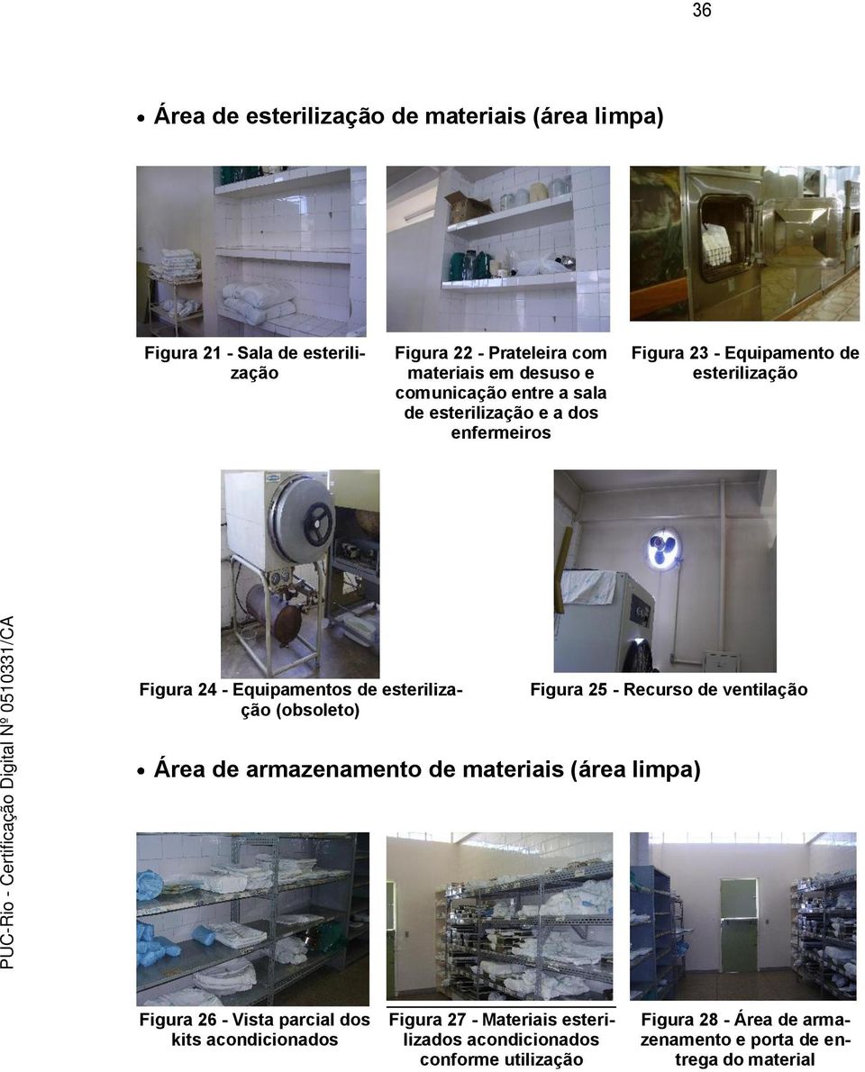 esterilização (obsoleto) Figura 25 - Recurso de ventilação Área de armazenamento de materiais (área limpa) Figura 26 - Vista parcial dos