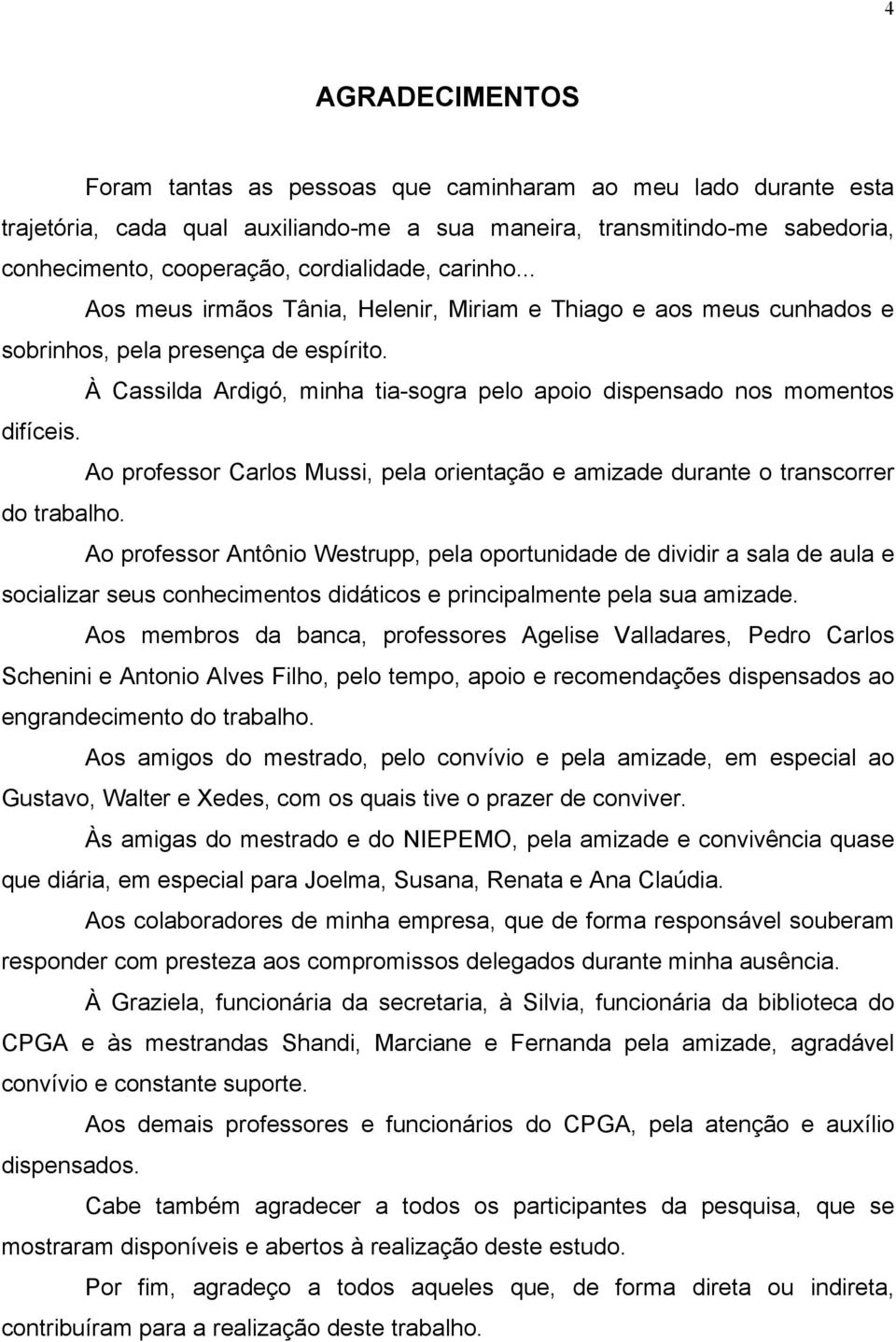 Ao professor Carlos Mussi, pela orientação e amizade durante o transcorrer do trabalho.