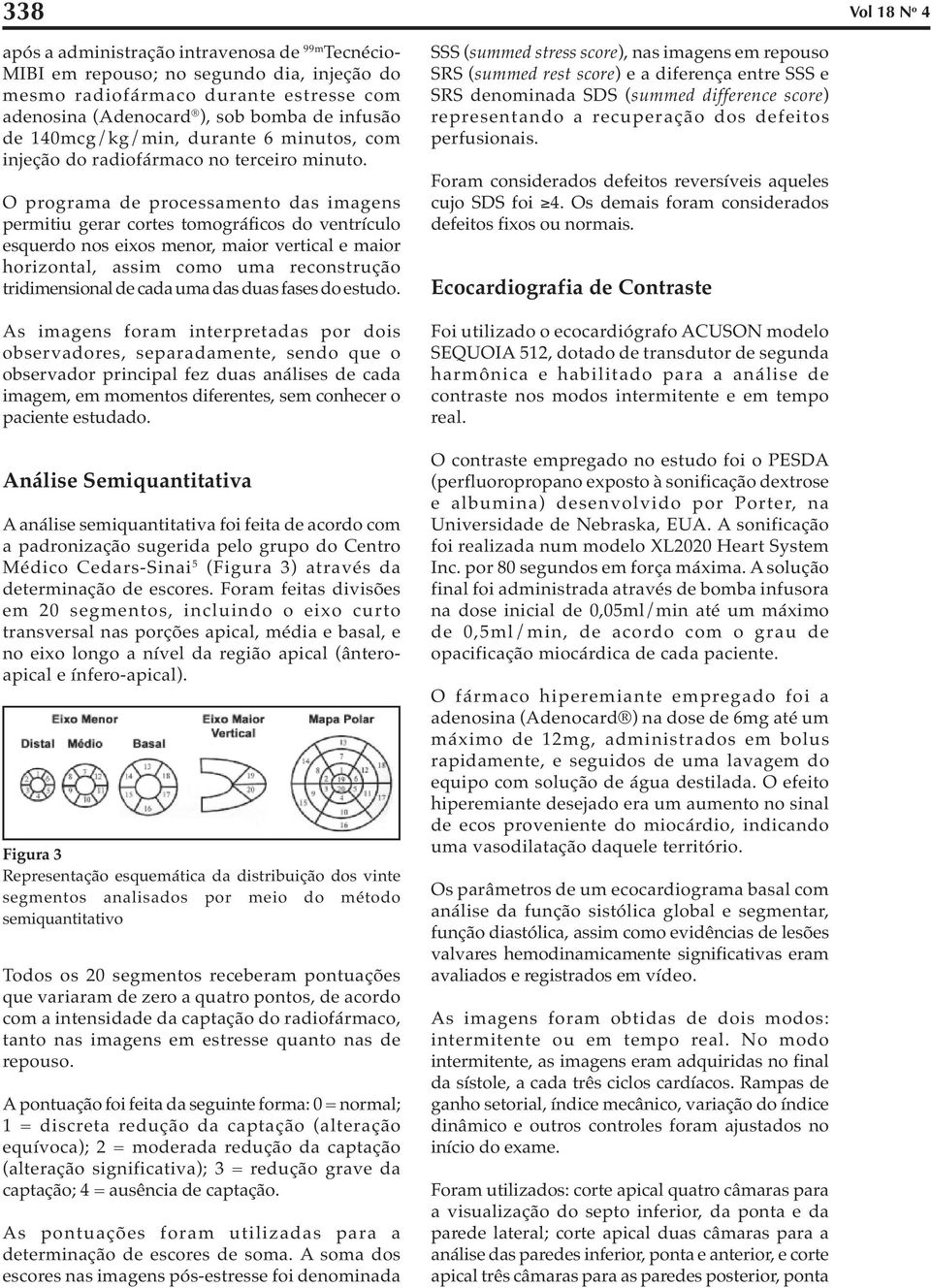 O programa de processamento das imagens permitiu gerar cortes tomográficos do ventrículo esquerdo nos eixos menor, maior vertical e maior horizontal, assim como uma reconstrução tridimensional de