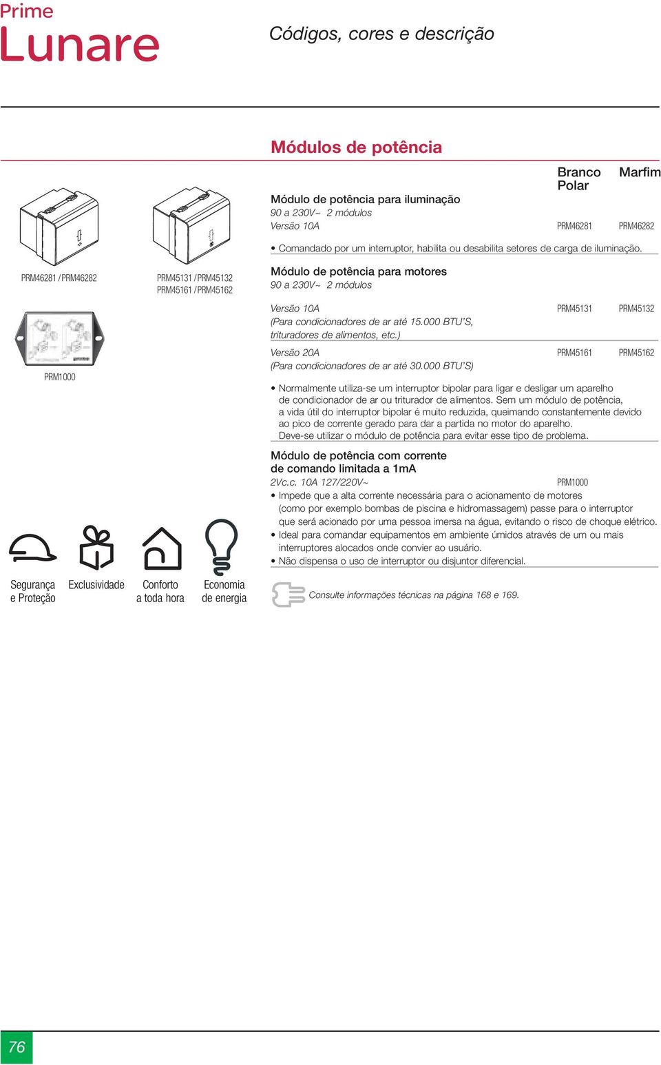 Módulo de potência para motores 90 a 230V~ 2 módulos Versão 10A PRM45131 PRM45132 (Para condicionadores de ar até 15.000 BTU S, trituradores de alimentos, etc.