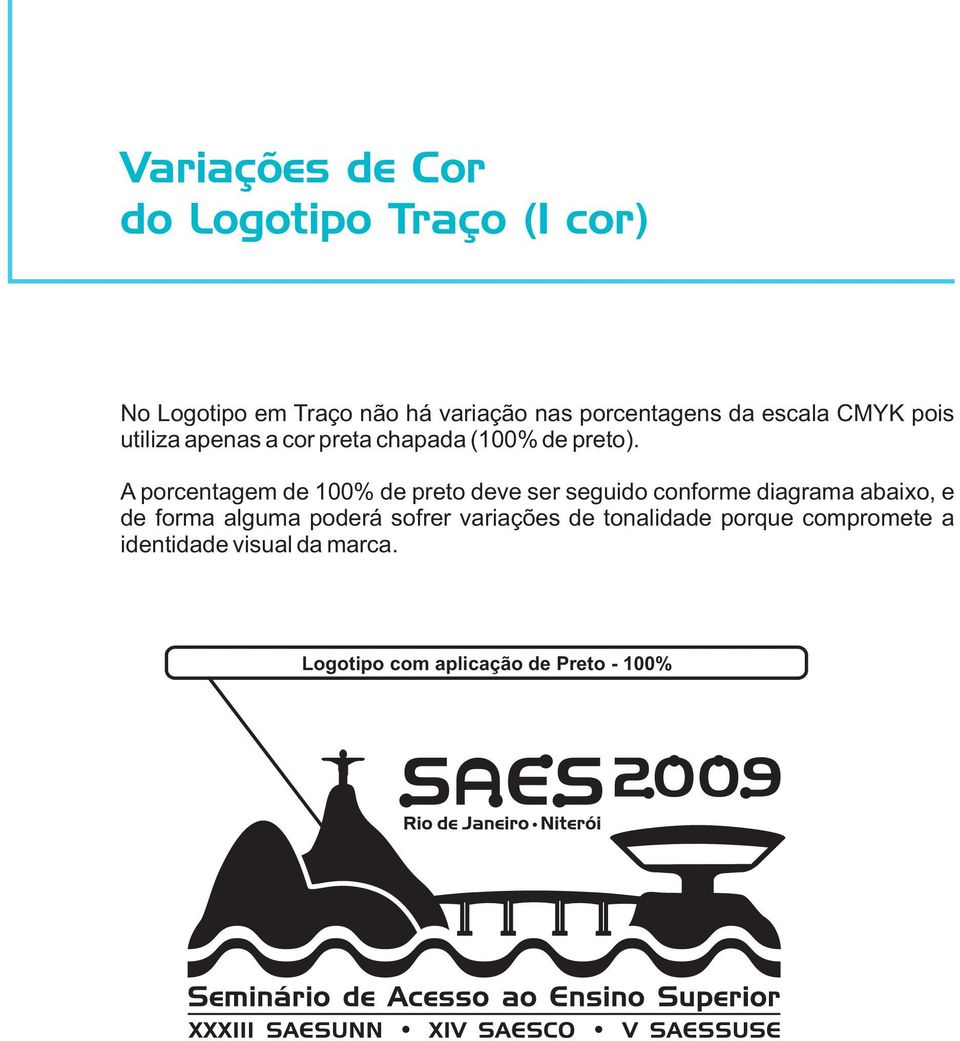 A porcentagem de 100% de preto deve ser seguido conforme diagrama abaixo, e de forma alguma