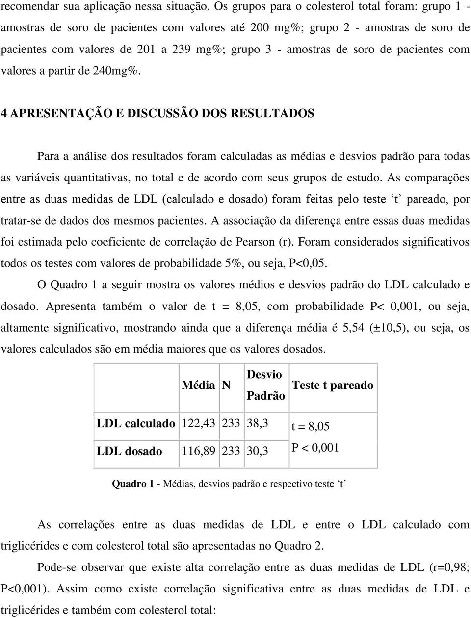 soro de pacientes com valores a partir de 240mg%.