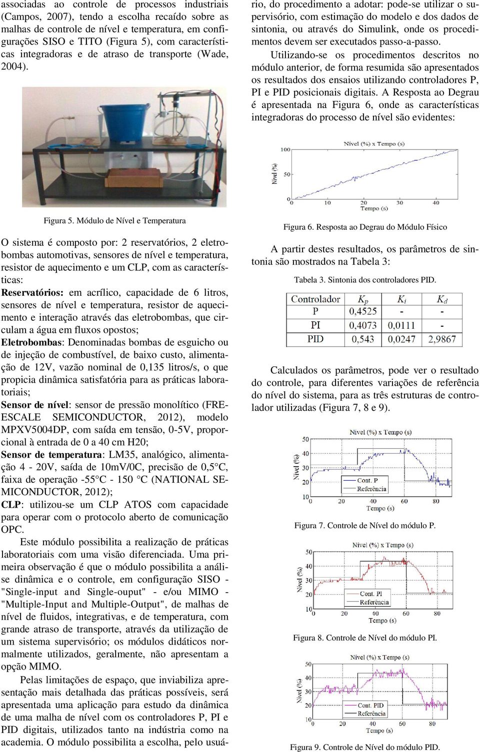 O sistema é composto por: 2 reservatórios, 2 eletrobombas automotivas, sensores de nível e temperatura, resistor de aquecimento e um CLP, com as características: Reservatórios: em acrílico,