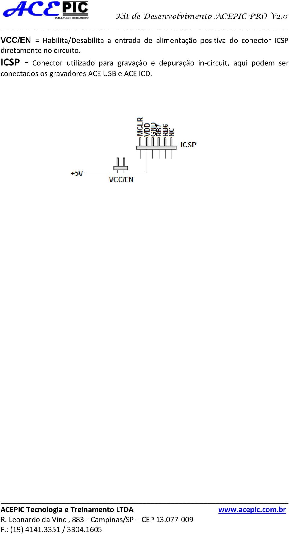 ICSP = Conector utilizado para gravação e depuração