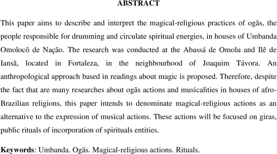 An anthropological approach based in readings about magic is proposed.