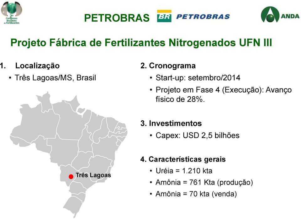 Cronograma Start-up: setembro/2014 Projeto em Fase 4 (Execução): Avanço físico de