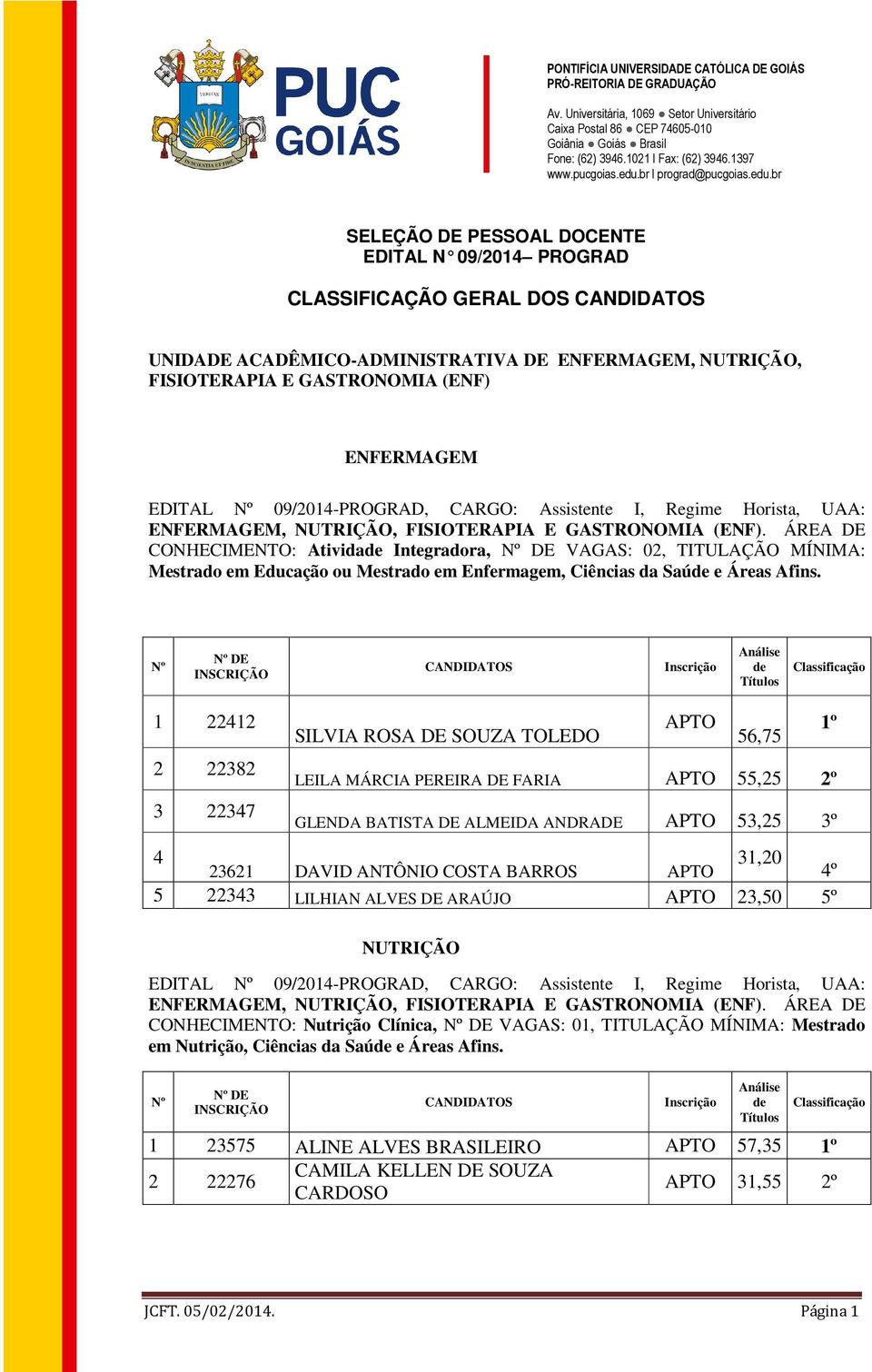 ÁREA DE CONHECIMENTO: Ativida Integradora, VAGAS: 02, TITULAÇÃO MÍNIMA: Mestrado em Educação ou Mestrado em Enfermagem, Ciências da Saú e Áreas Afins.