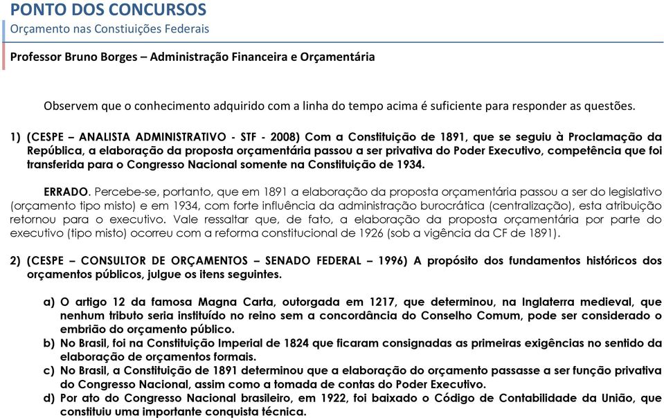 que foi transferida para o Congresso Nacional somente na Constituição de 1934. ERRADO.