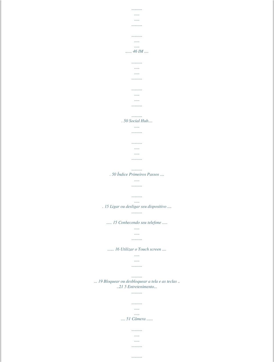 .. 15 Conhecendo seu telefone. 16 Utilizar o Touch screen.