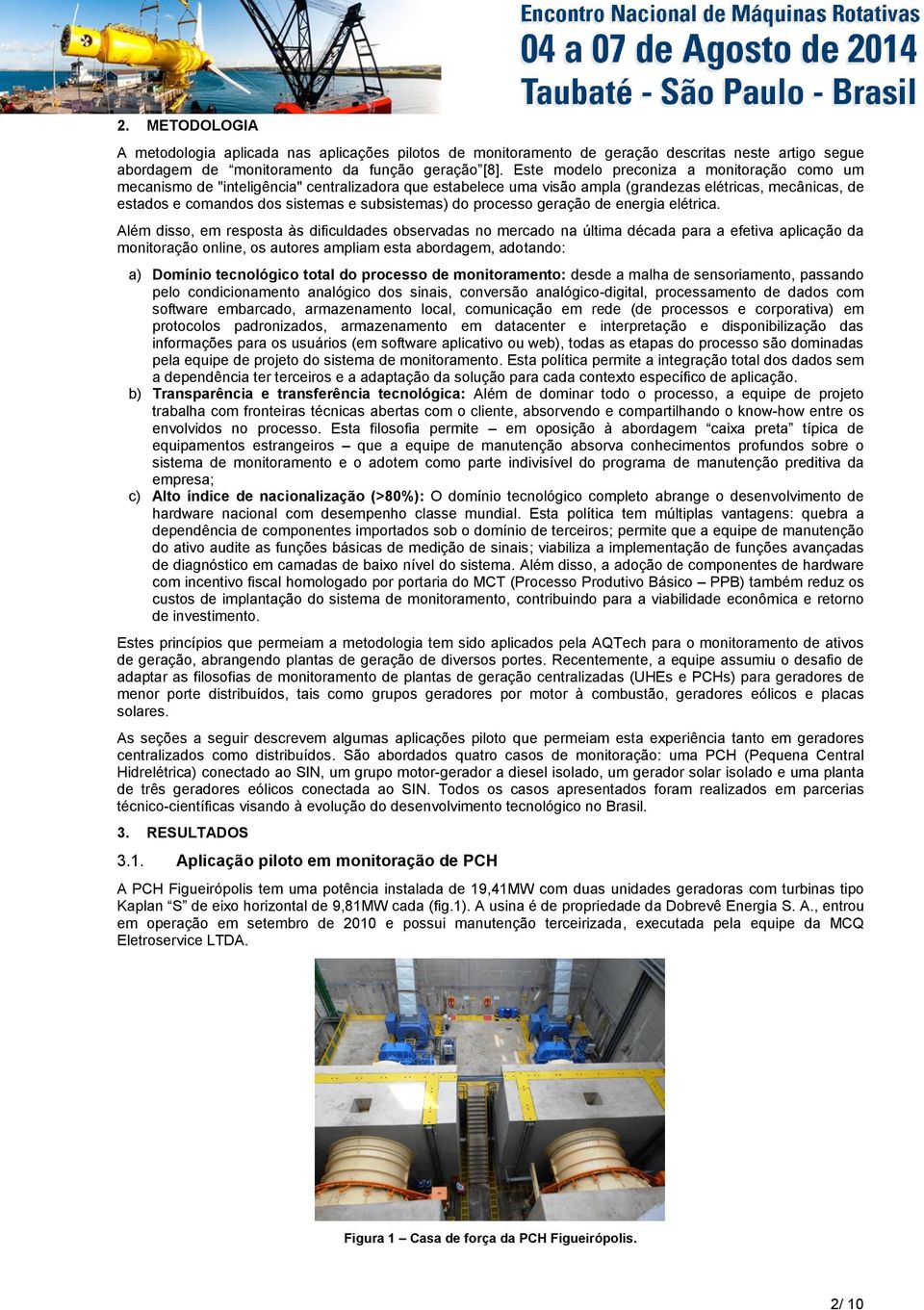 subsistemas) do processo geração de energia elétrica.