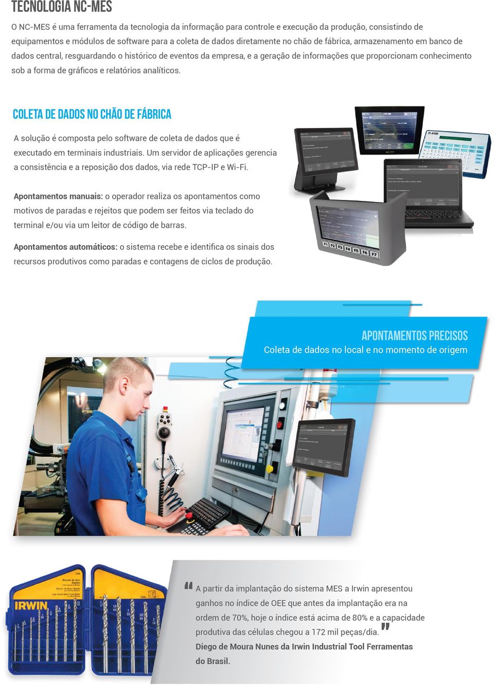 analíticos. Coleta de dados no chão de fábrica A solução é composta pelo software de coleta de dados que é executado em terminais industriais.