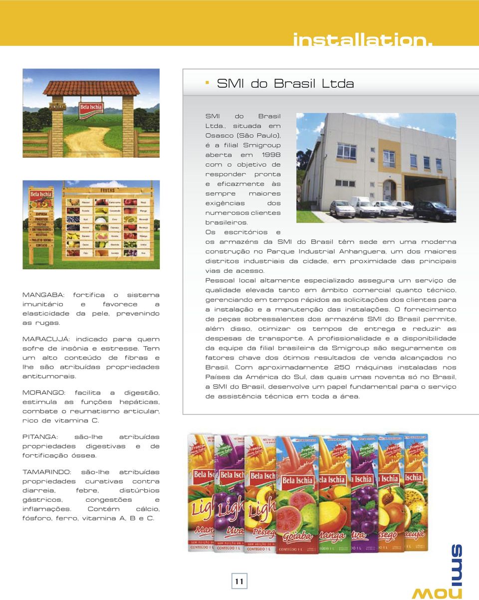 SMI do Brasil Ltda., situada em Osasco (São Paulo), é a filial Smigroup aberta em 1998 com o objetivo de responder pronta e eficazmente às sempre maiores exigências dos numerosos clientes brasileiros.