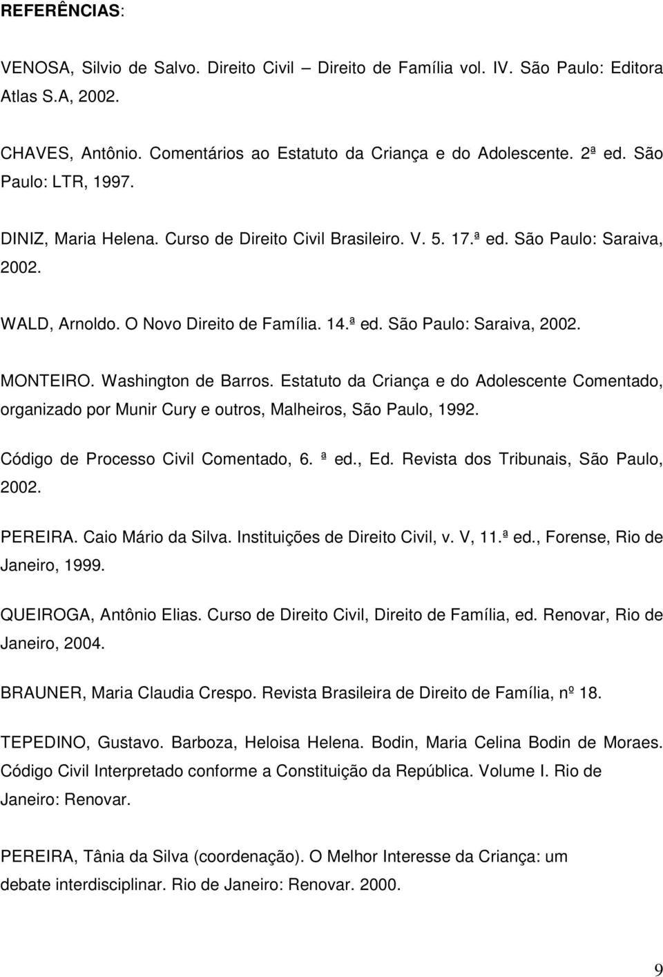Washington de Barros. Estatuto da Criança e do Adolescente Comentado, organizado por Munir Cury e outros, Malheiros, São Paulo, 1992. Código de Processo Civil Comentado, 6. ª ed., Ed.