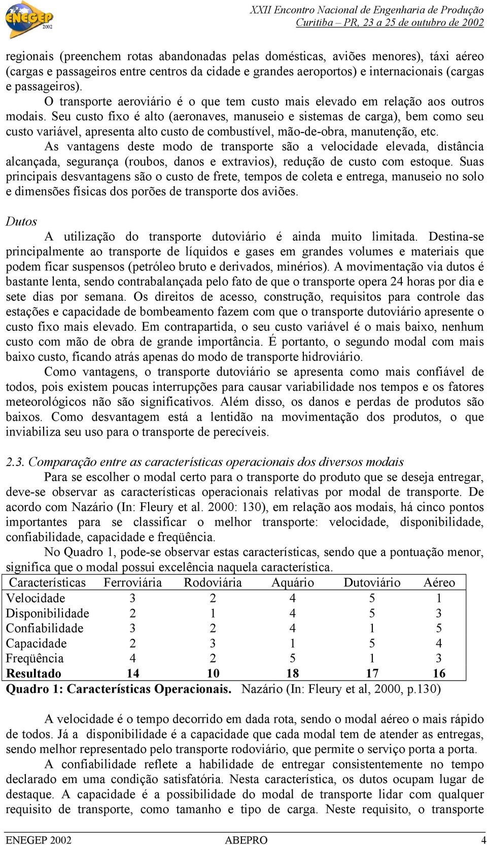 Seu custo fixo é alto (aeronaves, manuseio e sistemas de carga), bem como seu custo variável, apresenta alto custo de combustível, mão-de-obra, manutenção, etc.