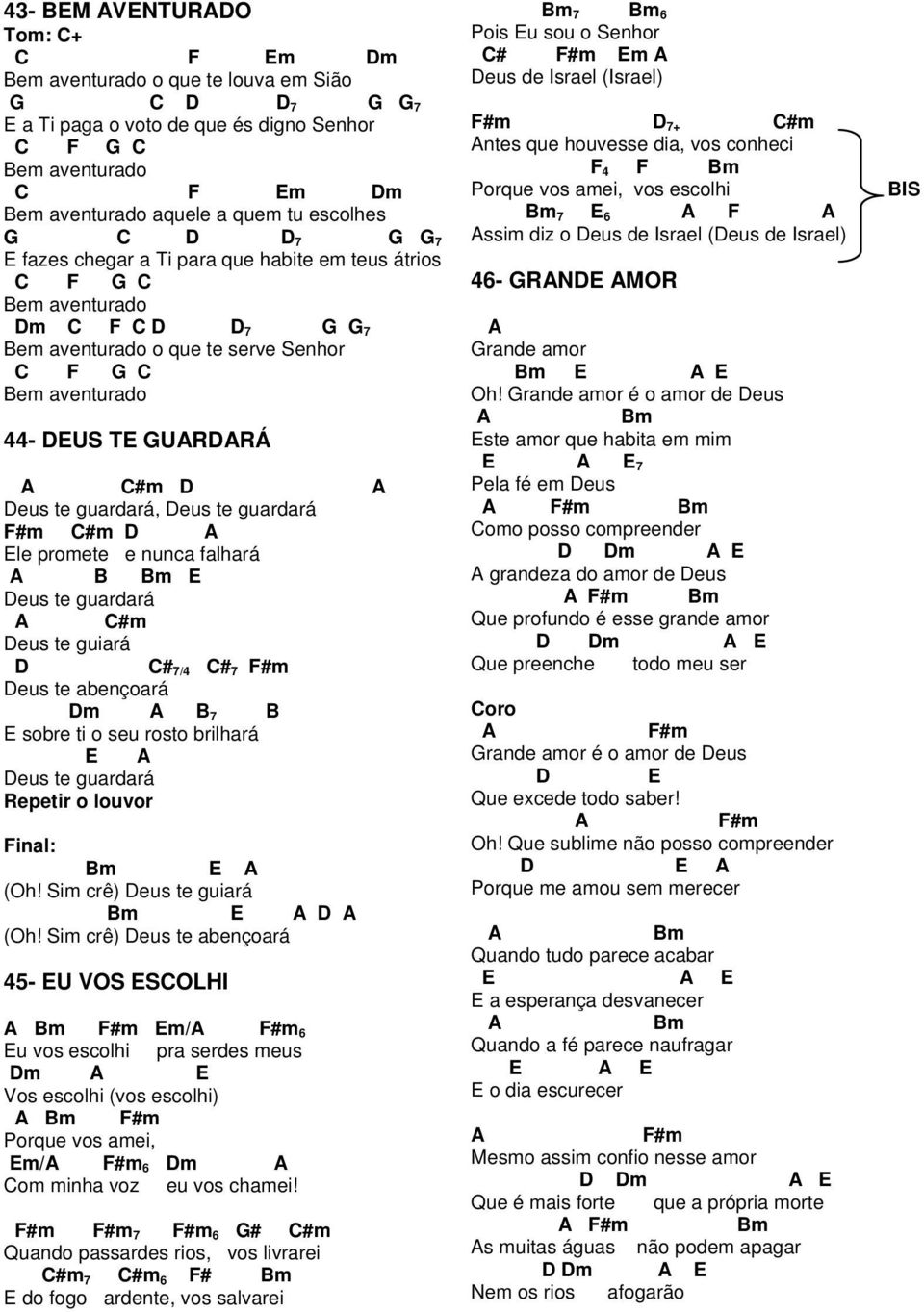 #m eus te guiará # 7/4 # 7 #m eus te abençoará m B 7 B sobre ti o seu rosto brilhará eus te guardará Repetir o louvor inal: Bm (Oh! Sim crê) eus te guiará Bm (Oh!