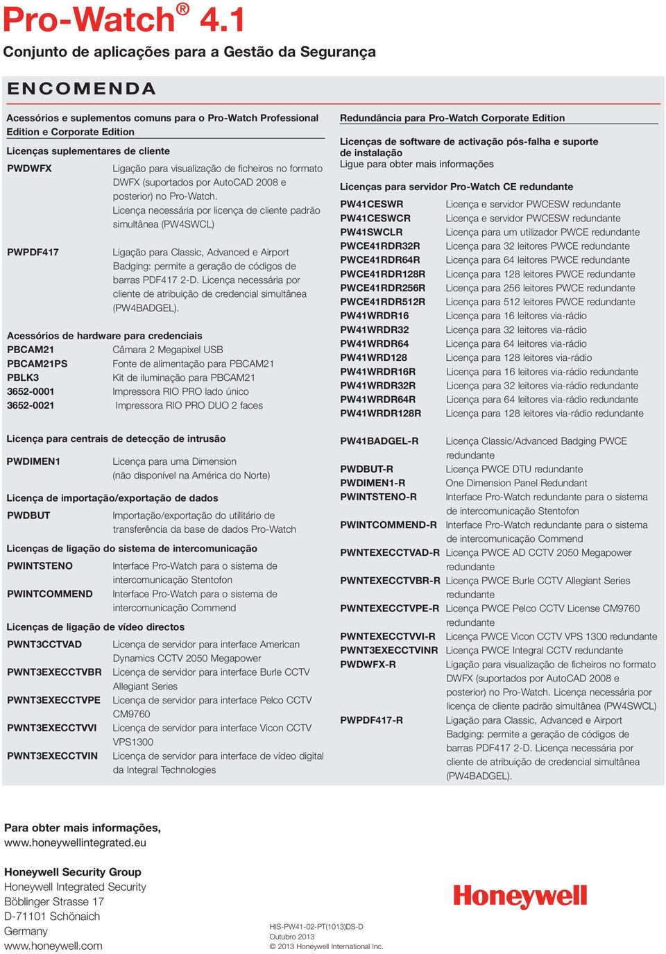 Licença necessária por licença de cliente padrão simultânea (PW4SWCL) PWPDF417 Ligação para Classic, Advanced e Airport Badging: permite a geração de códigos de barras PDF417 2-D.