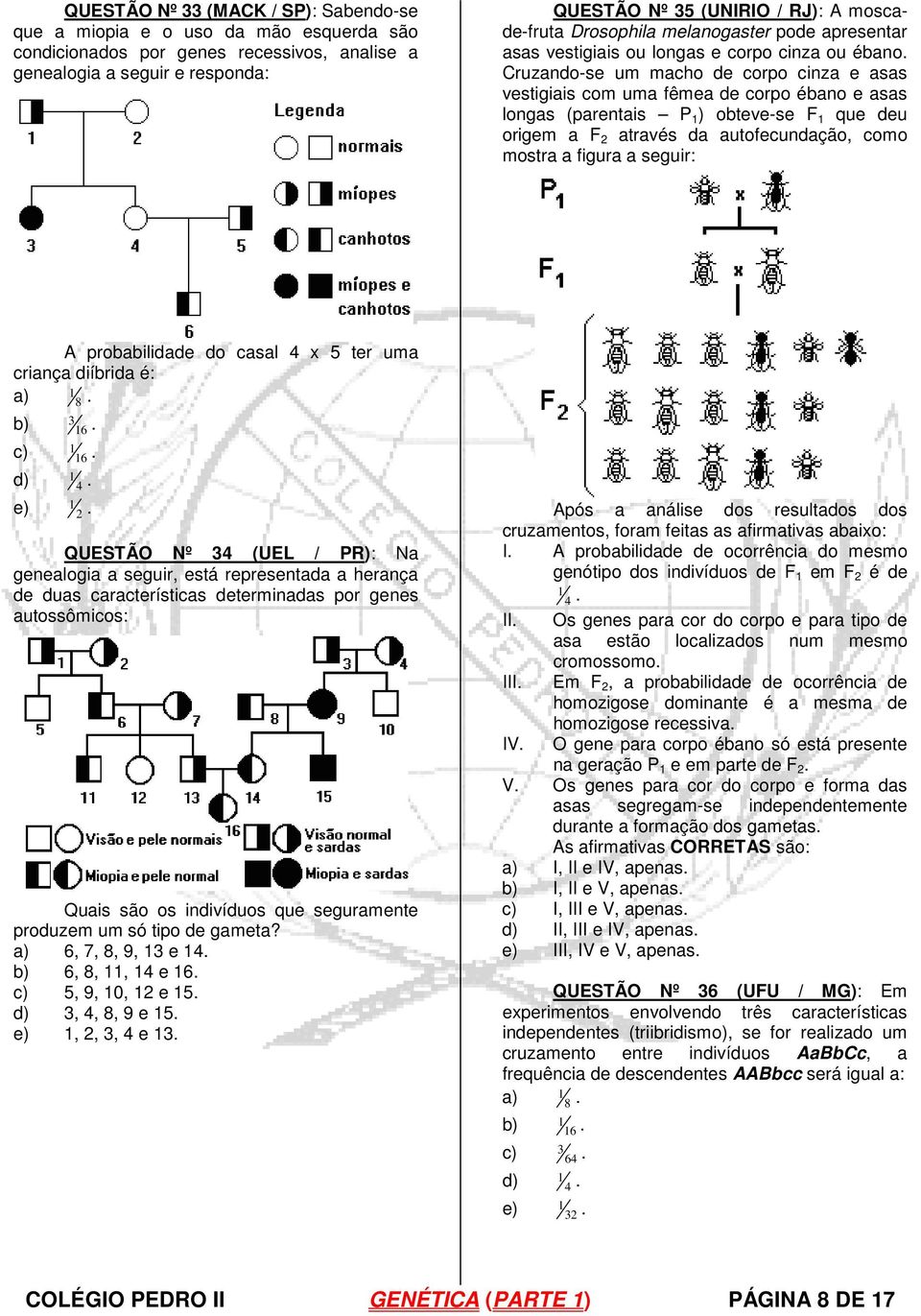 ) obteve-se F que deu origem a F 2 através da autofecundação, como mostra a figura a seguir: A probabilidade do casal 4 x 5 ter uma criança diíbrida é: a) 8 b) 6 c) 6 d) 4 e) 2 QUESTÃO Nº 4 (UEL /