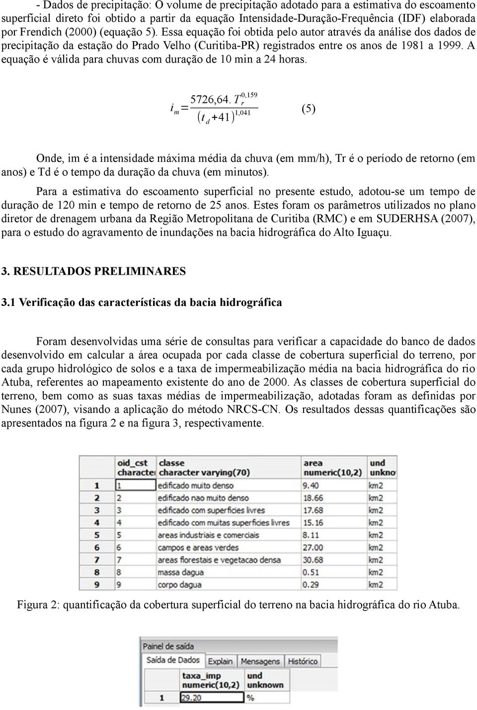 A equação é válida para chuvas com duração de 10 min a 24 horas. i m = 5726,64.