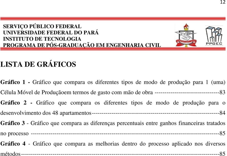 para o desenvolvimento dos 48 apartamentos -----------------------------------------------------------------84 Gráfico 3 - Gráfico que compara as diferenças percentuais entre ganhos financeiras