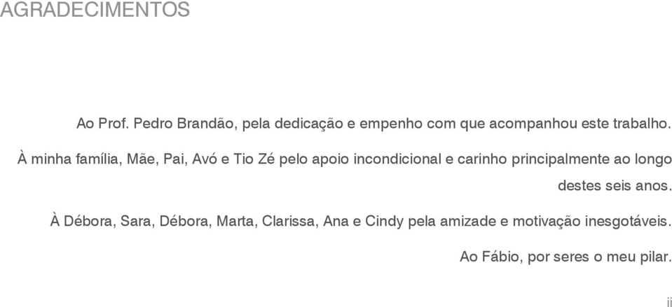 À minha família, Mãe, Pai, Avó e Tio Zé pelo apoio incondicional e carinho