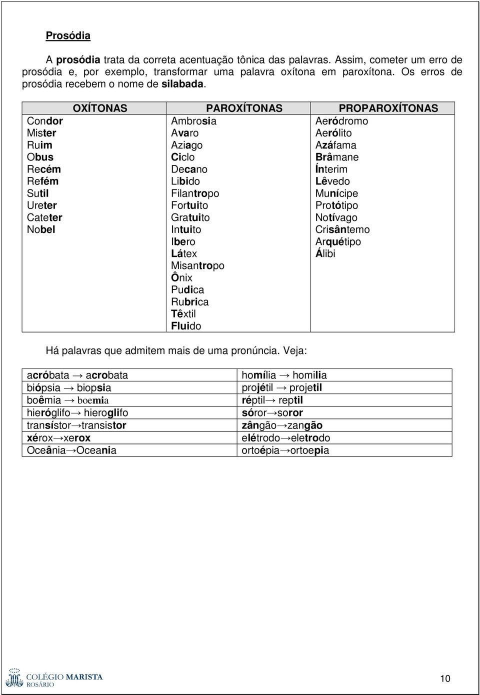 Condor Mister Ruim Obus Recém Refém Sutil Ureter Cateter Nobel OXÍTONAS PAROXÍTONAS PROPAROXÍTONAS Ambrosia Aeródromo Avaro Aerólito Aziago Azáfama Ciclo Brâmane Decano Ínterim Libido Lêvedo