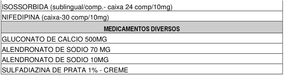 MEDICAMENTOS DIVERSOS GLUCONATO DE CALCIO 500MG