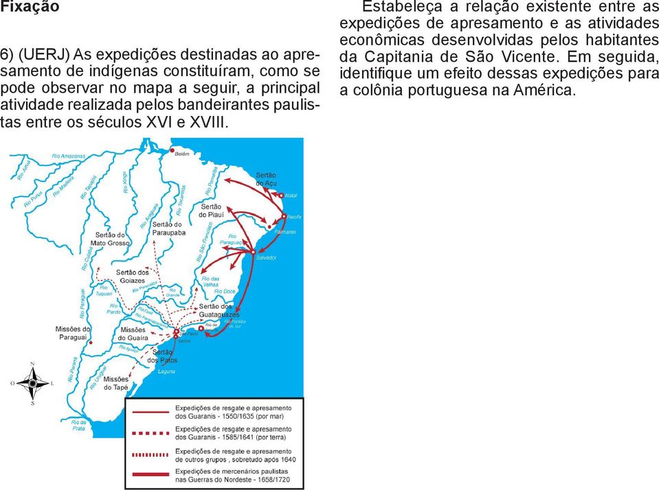 Estabeleça a relação existente entre as expedições de apresamento e as atividades econômicas desenvolvidas pelos