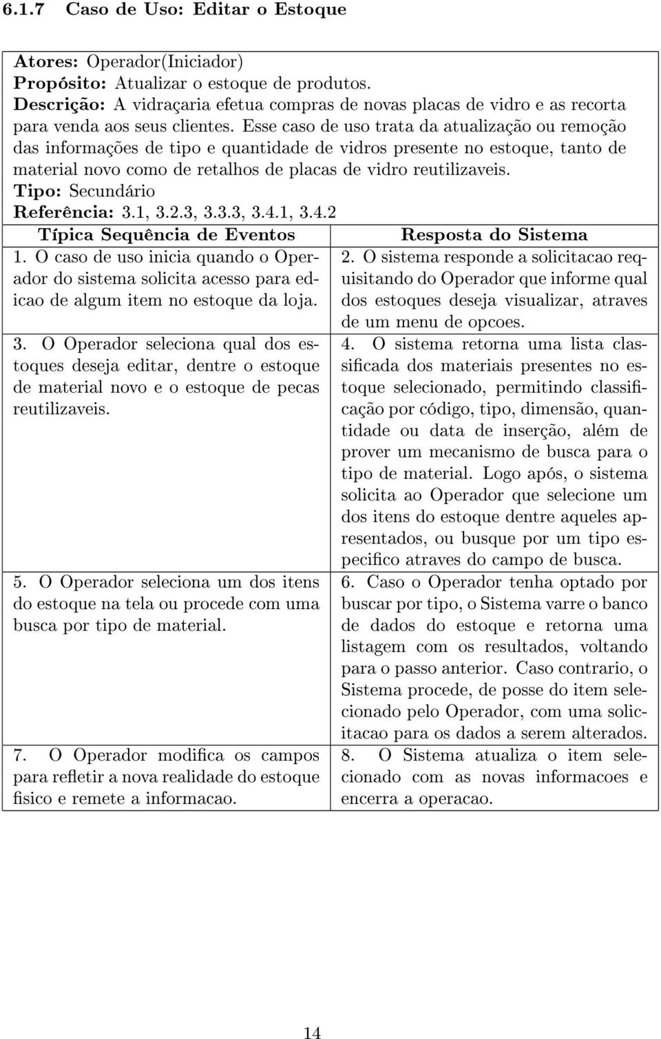 Esse caso de uso trata da atualização ou remoção das informações de tipo e quantidade de vidros presente no estoque, tanto de material novo como de retalhos de placas de vidro reutilizaveis.