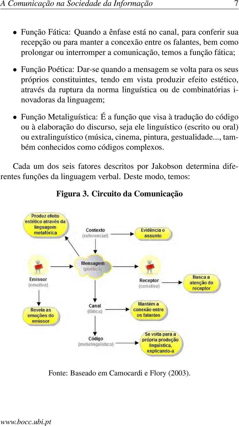 linguística ou de combinatórias i- novadoras da linguagem; Função Metaliguística: É a função que visa à tradução do código ou à elaboração do discurso, seja ele linguístico (escrito ou oral) ou