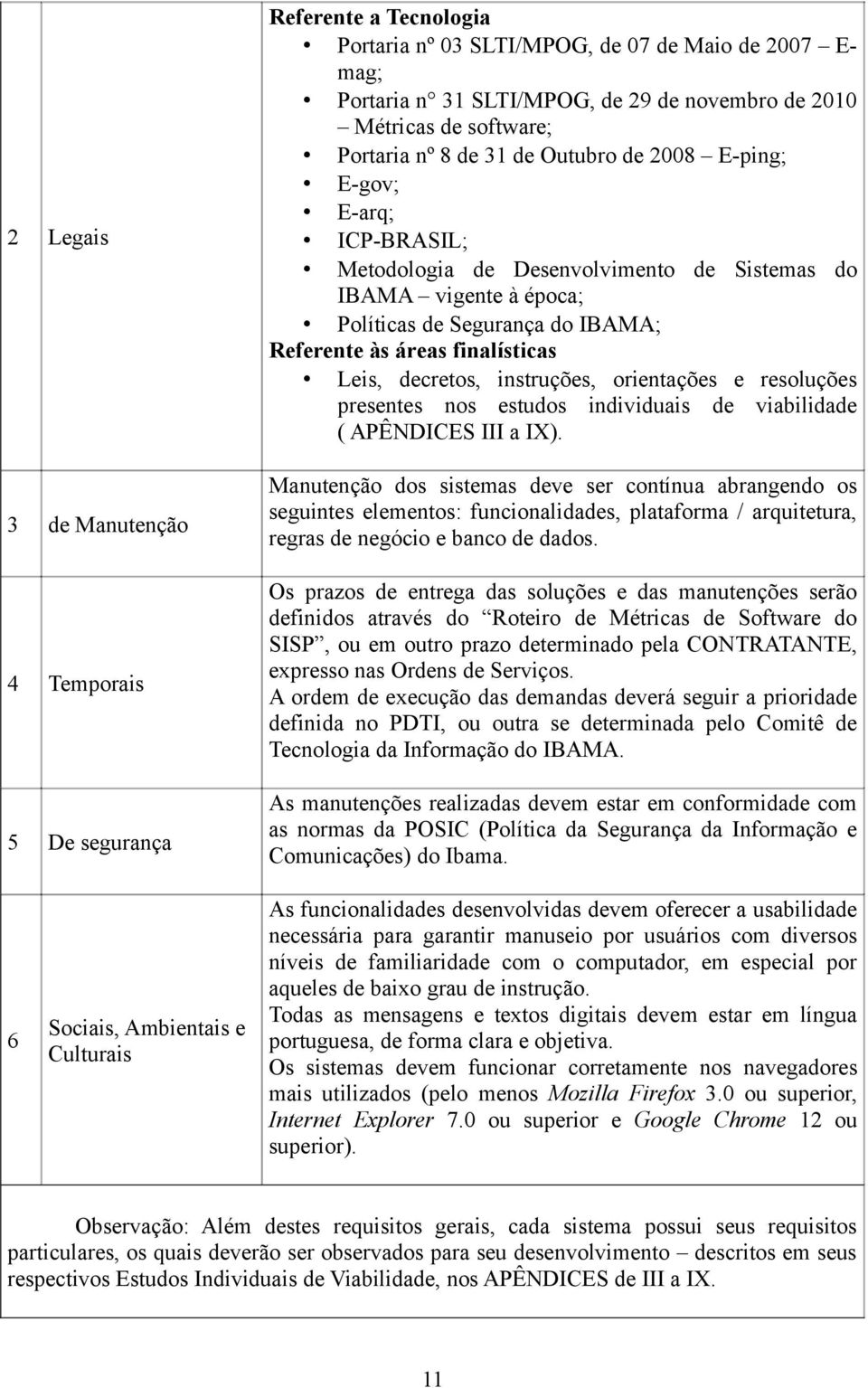 Referente às áreas finalísticas Leis, decretos, instruções, orientações e resoluções presentes nos estudos individuais de viabilidade ( APÊNDIS III a I).