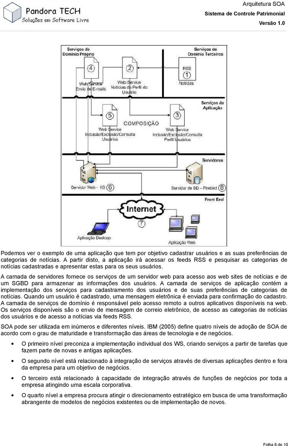 A camada de servidores fornece os serviços de um servidor web para acesso aos web sites de notícias e de um SGBD para armazenar as informações dos usuários.