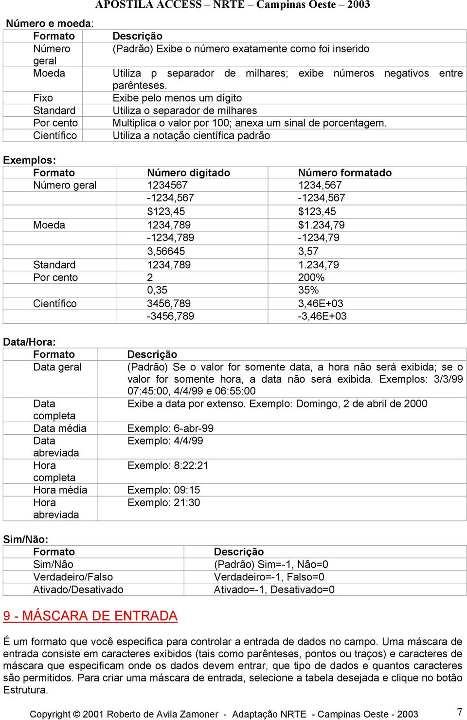 Utiliza a notação científica padrão Exemplos: Formato Número digitado Número formatado Número geral 1234567 1234,567-1234,567-1234,567 $123,45 $123,45 Moeda 1234,789 $1.