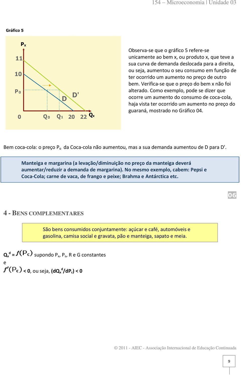 Como exemplo, pode se dizer que ocorre um aumento do consumo de coca-cola, haja vista ter ocorrido um aumento no preço do guaraná, mostrado no Gráfico 04.