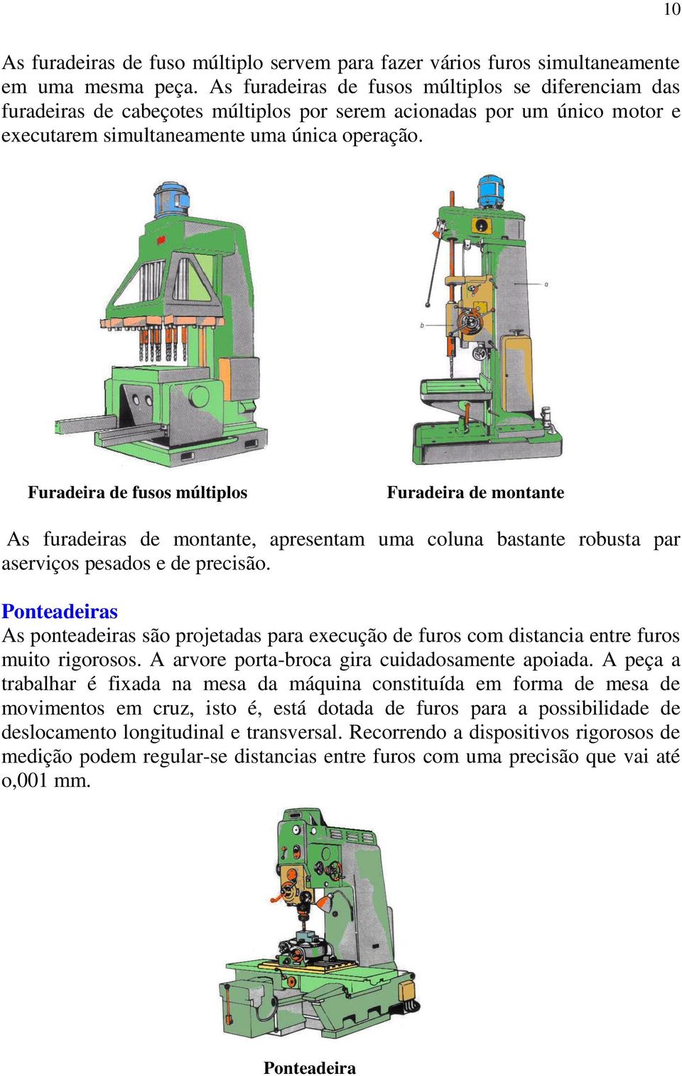 Furadeira de fusos múltiplos Furadeira de montante As furadeiras de montante, apresentam uma coluna bastante robusta par aserviços pesados e de precisão.