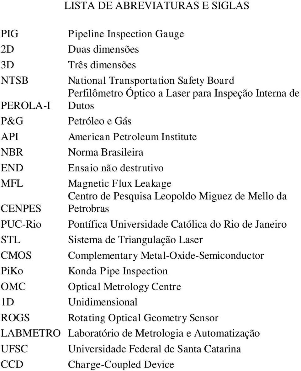 Centro de Pesquisa Leopoldo Miguez de Mello da Petrobras Pontífica Universidade Católica do Rio de Janeiro Sistema de Triangulação Laser Complementary Metal-Oxide-Semiconductor Konda Pipe