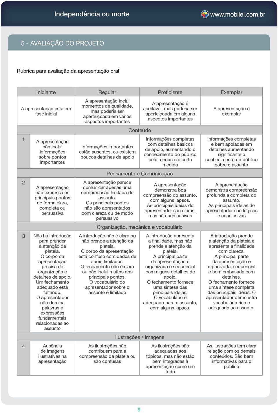 O corpo da apresentação precisa de organização e detalhes de apoio. Um fechamento adequado está faltando.