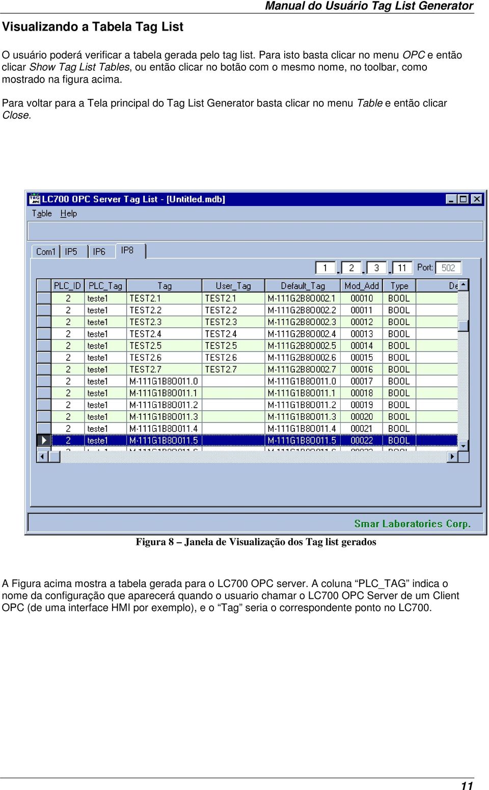 Para voltar para a Tela principal do Tag List Generator basta clicar no menu Table e então clicar Close.