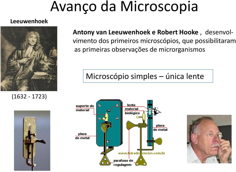 primeiros microscópios, que possibilitaram as primeiras