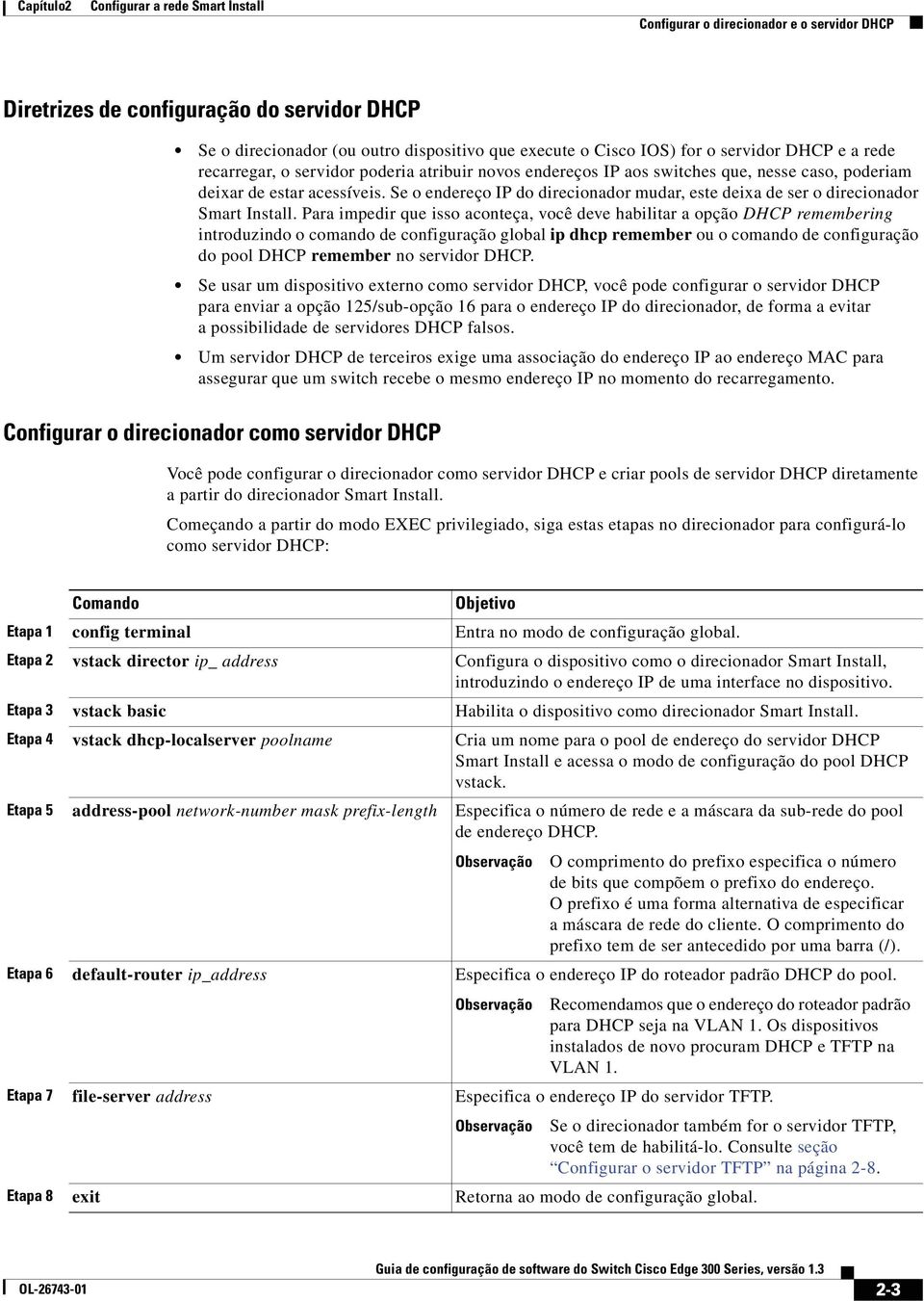 Se o endereço IP do direcionador mudar, este deixa de ser o direcionador Smart Install.