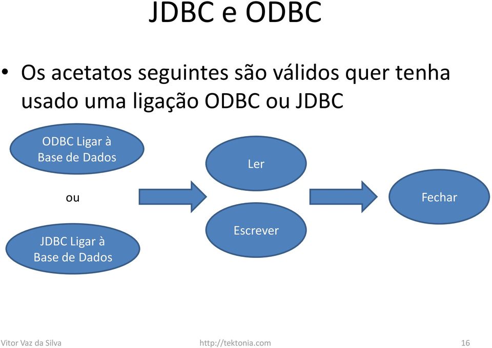 Base de Dados Ler ou Fechar JDBC Ligar à Base de